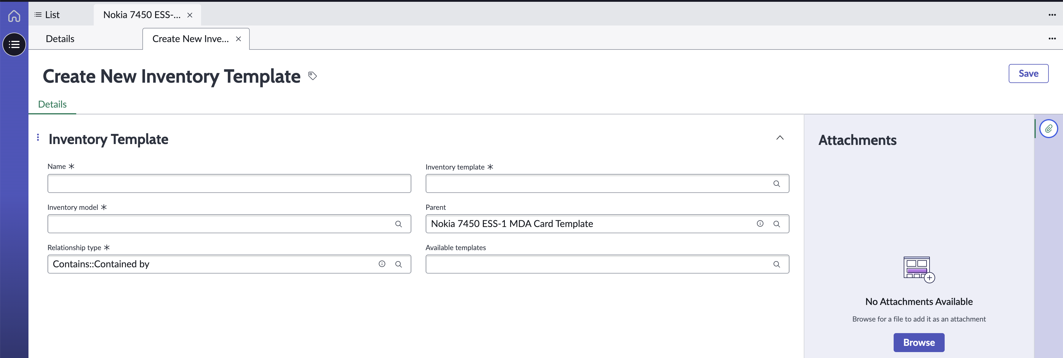 Details view of new inventory template for the subslot.