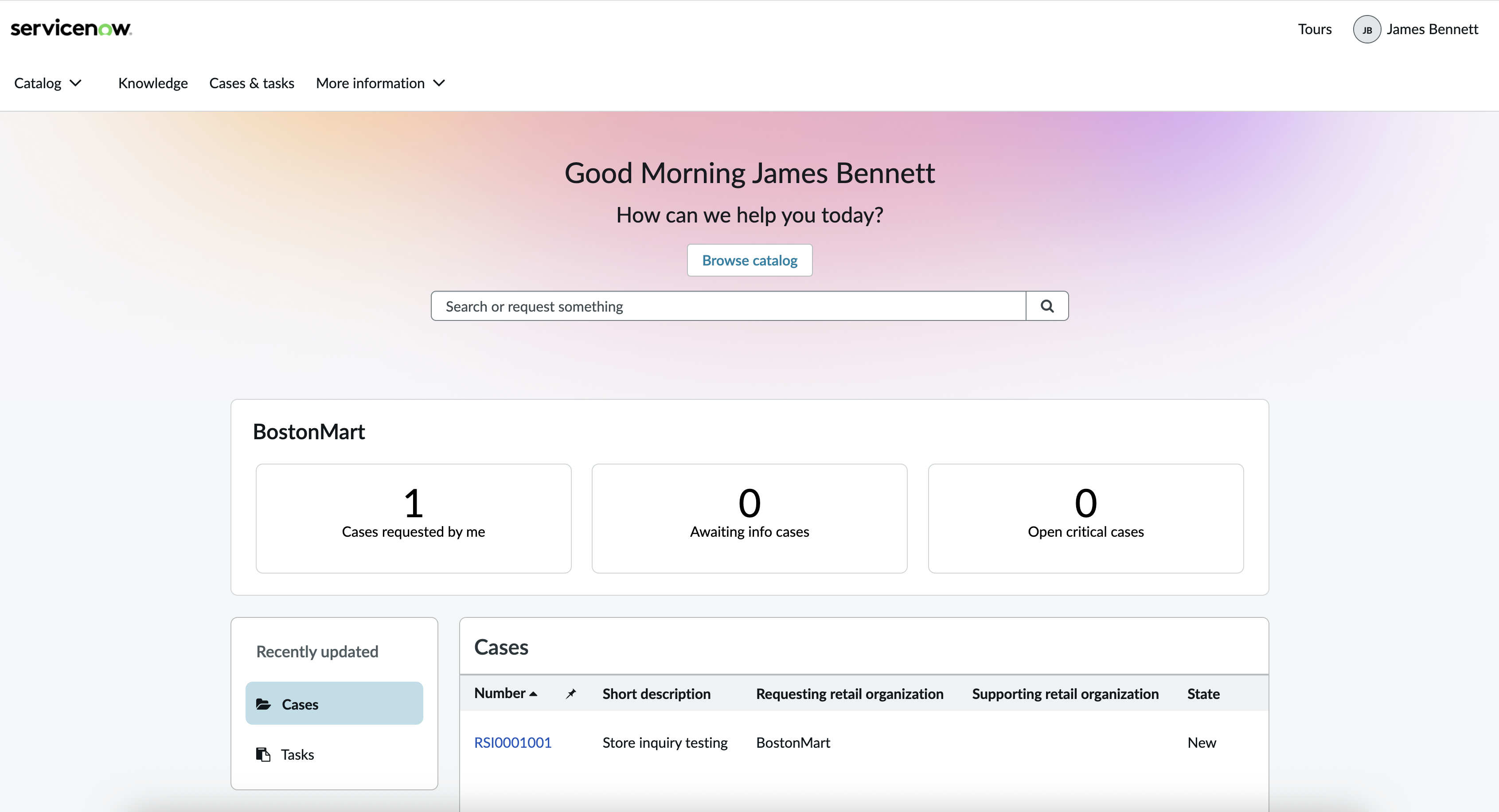 Retail Portal landing page