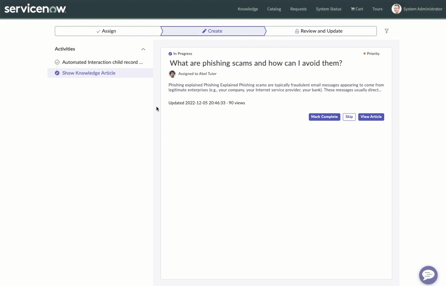 Abrindo modais do playbook no Portal de serviços