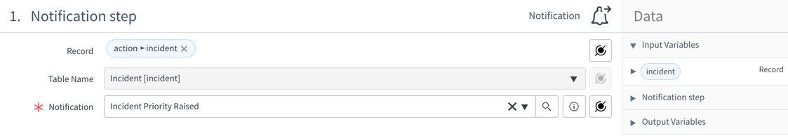 Etapa de Notificação de exemplo em uma ação.