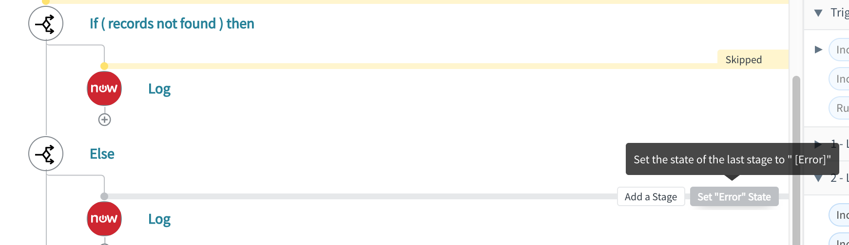 Defina uma fase para o estado Erro.
