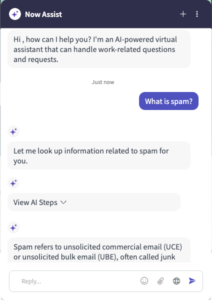 Agentic process beginning with the Figuring out next steps text and End flow icon availability.