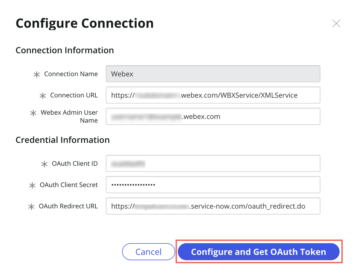 Cisco Webex Meetings スポークの接続を設定します。