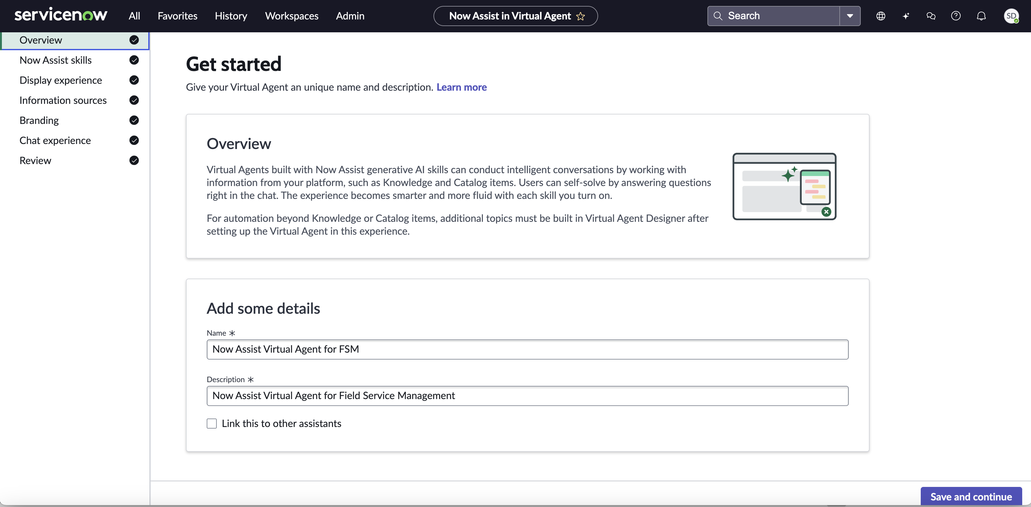 Overview page of the guided setup