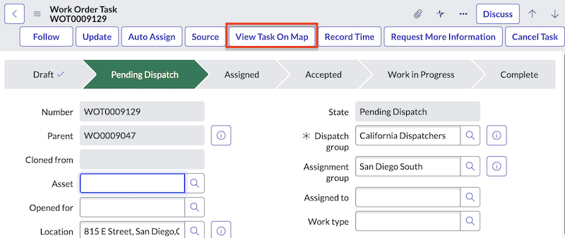 view task on map button