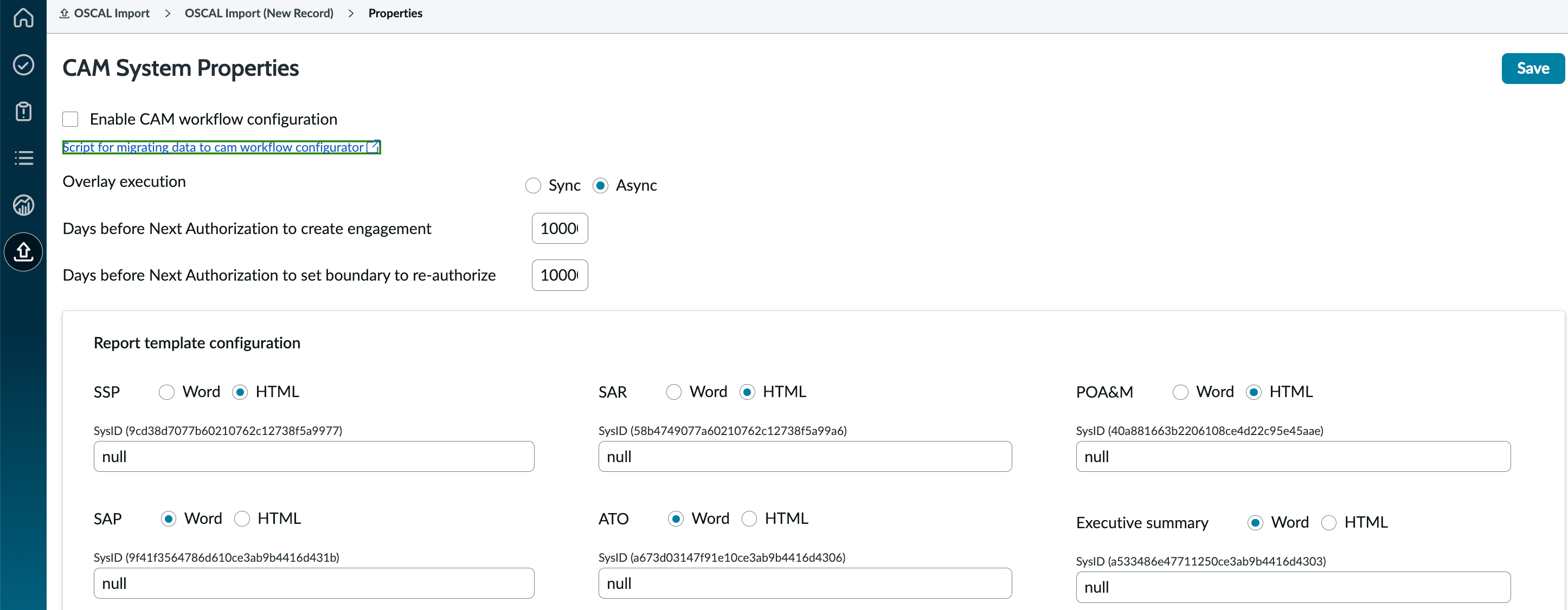 ATO Artifacts System Properties.