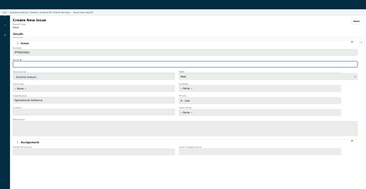 Create an issue that you can add to the scenario analysis.