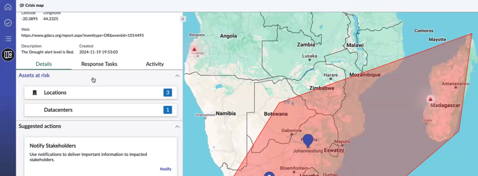 Assets at Risk section in the map.