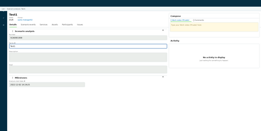 Details tab on the scenario analysis form.