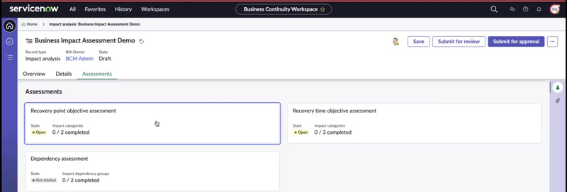 Assessments tab.