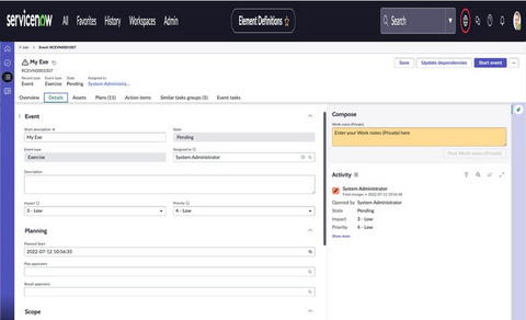 Sample event form.