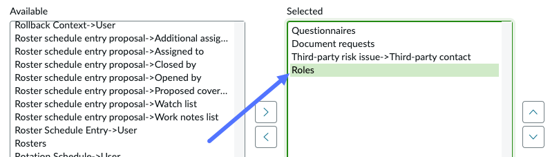 Adding the Roles heading to the related list.