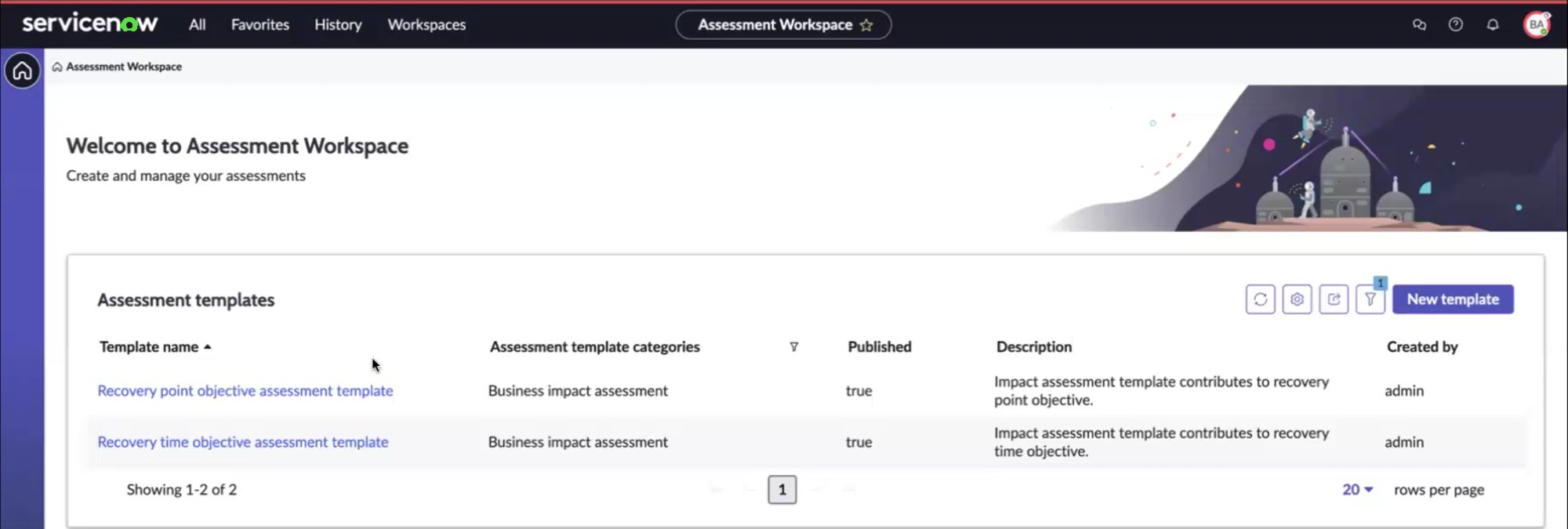 Assessment Workspace.