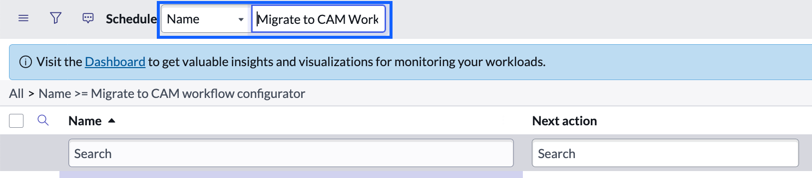 Searching workflow configurator.