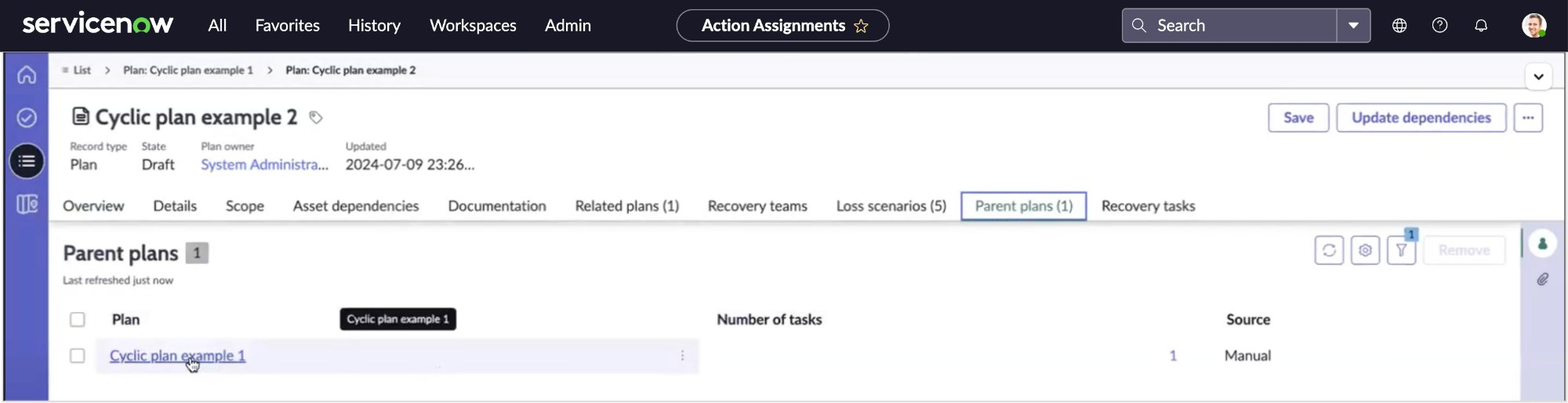 Plan record tabs.