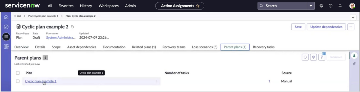 Plan record tabs.