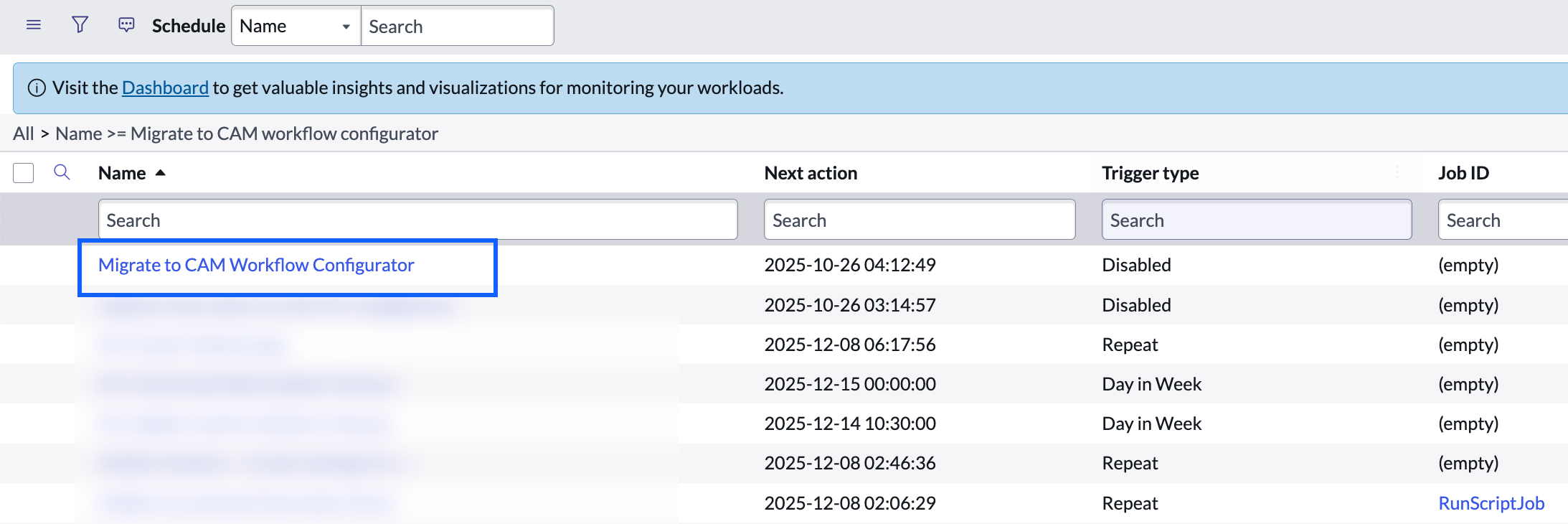 Selecting workflow configuration.