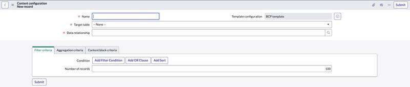 Content configurations new record.