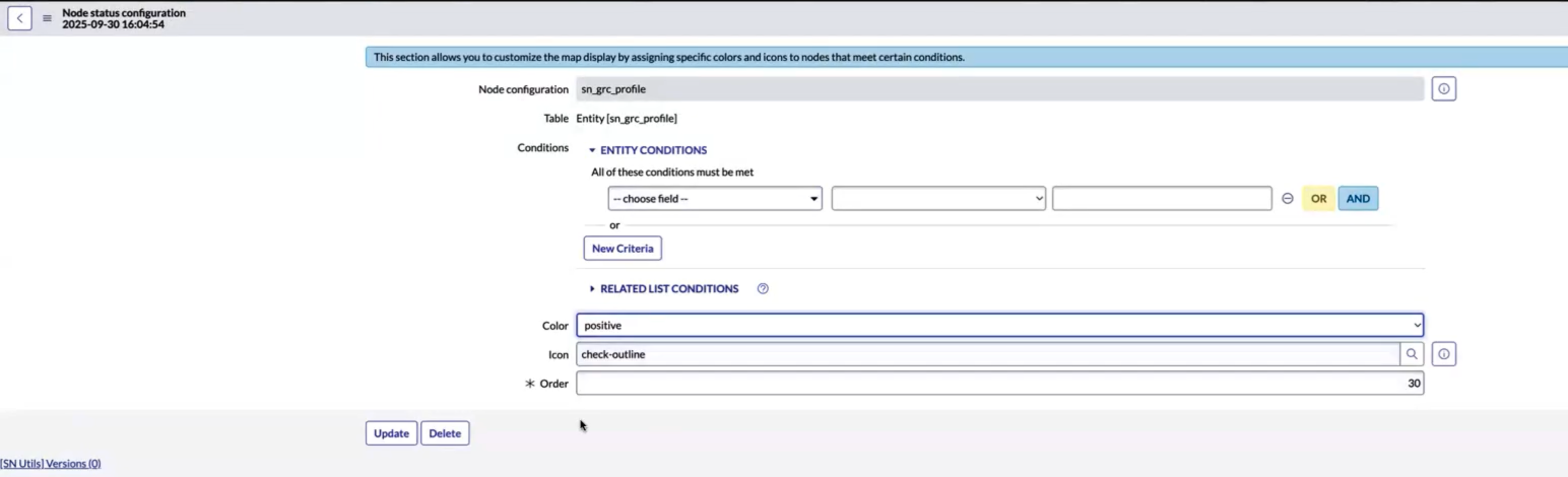 Default node status configuration.