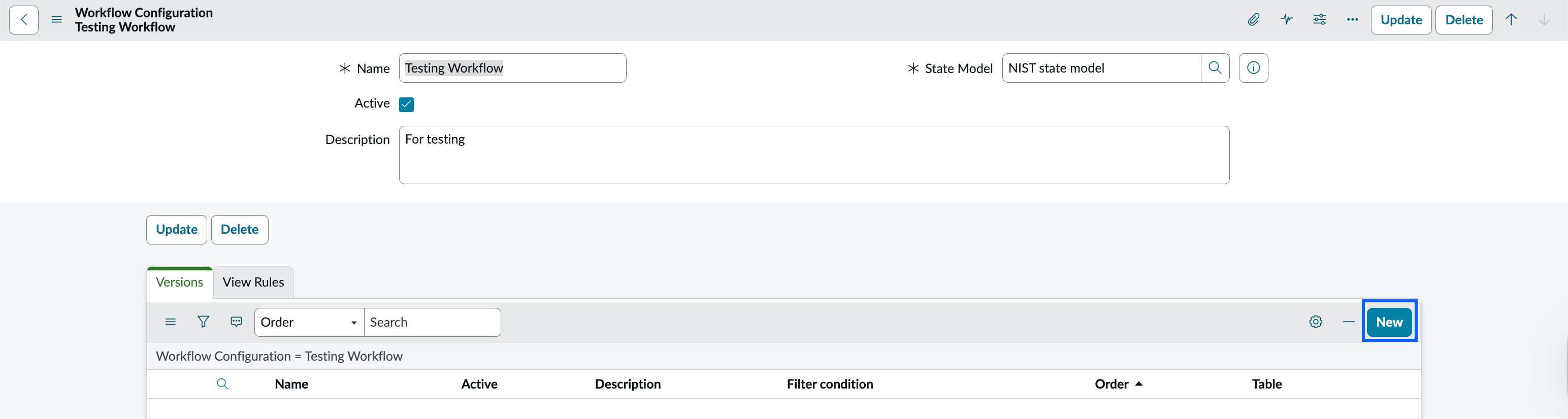 Selecting new version.