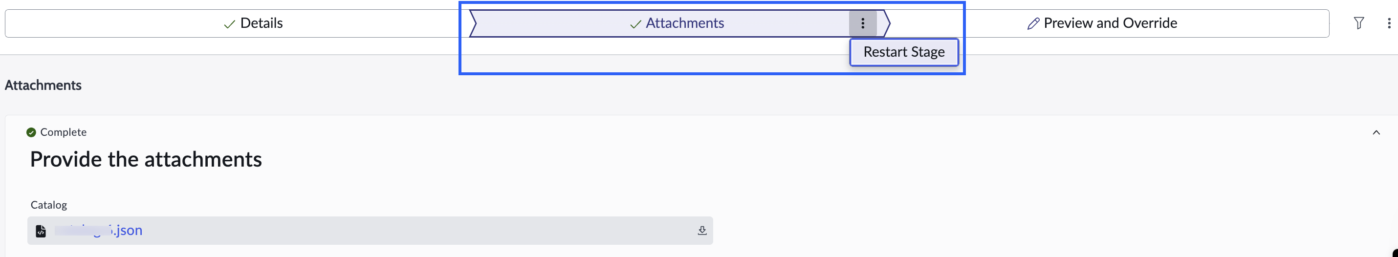 Restarting attachment stage.