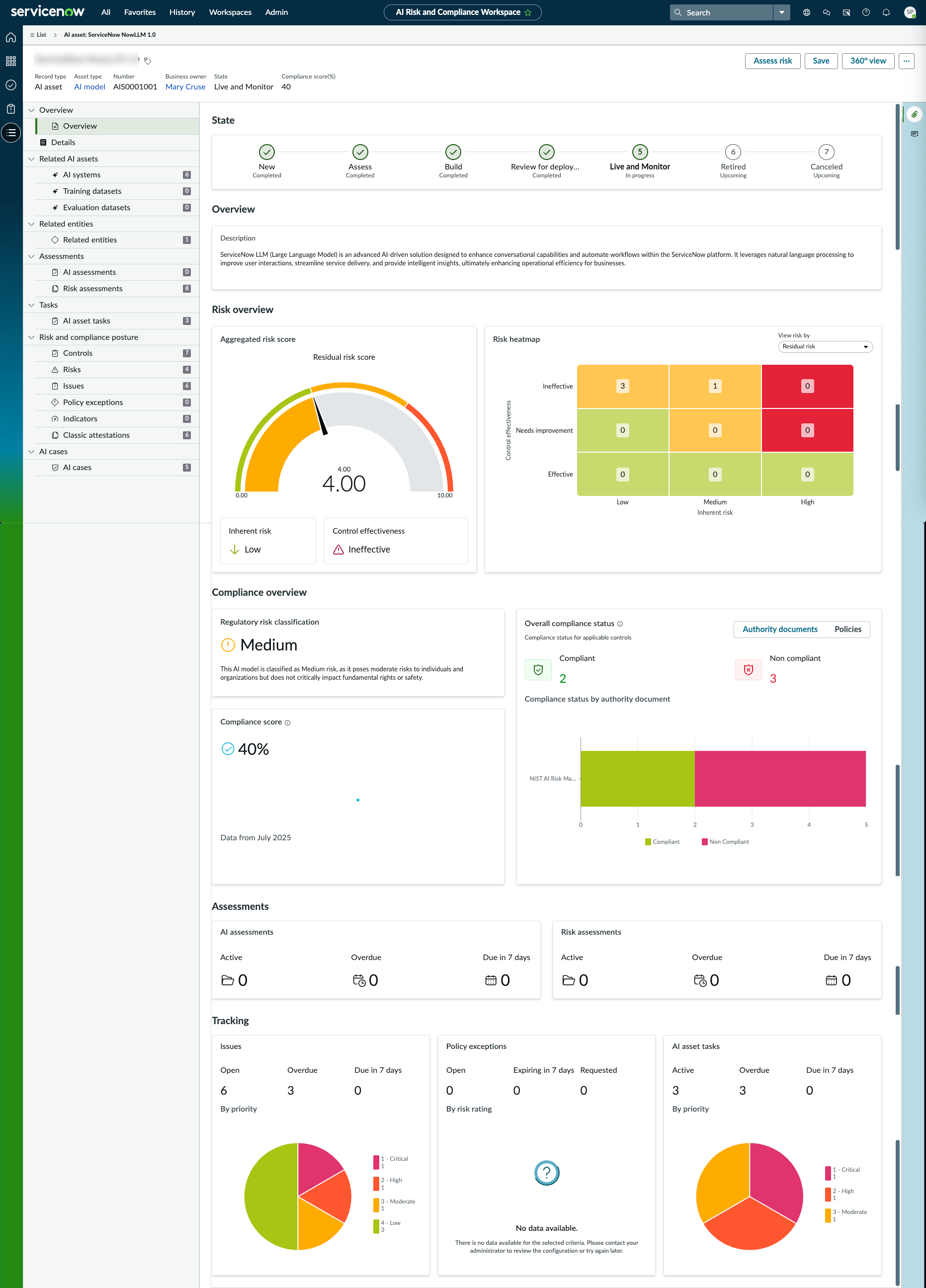 AI model overview page