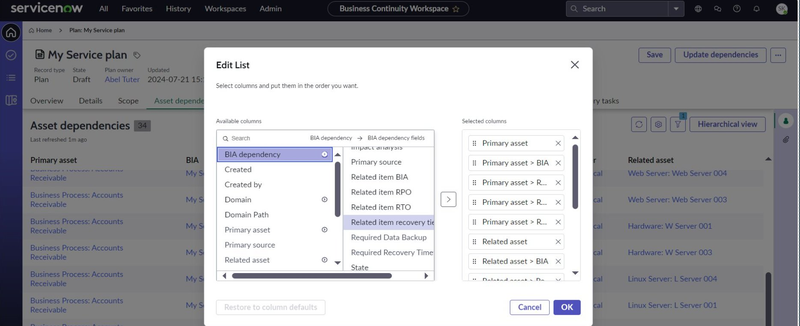 Add details from dependent items.