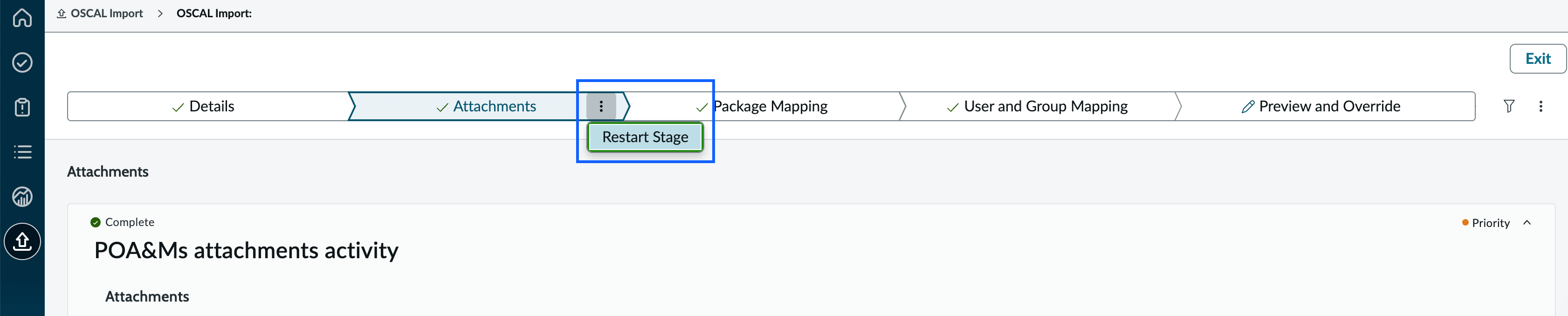 Restarting stage.