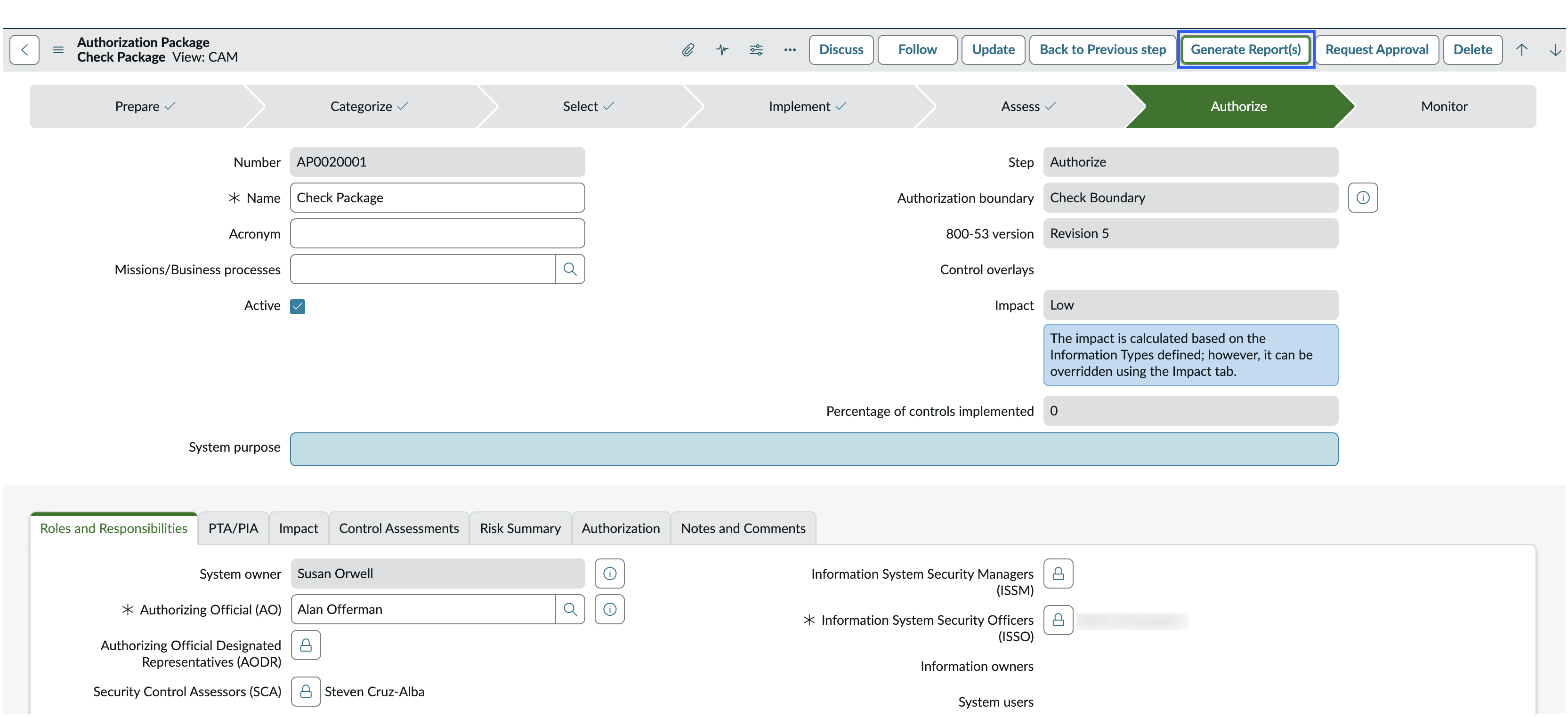 Authorizing the Authorization Package