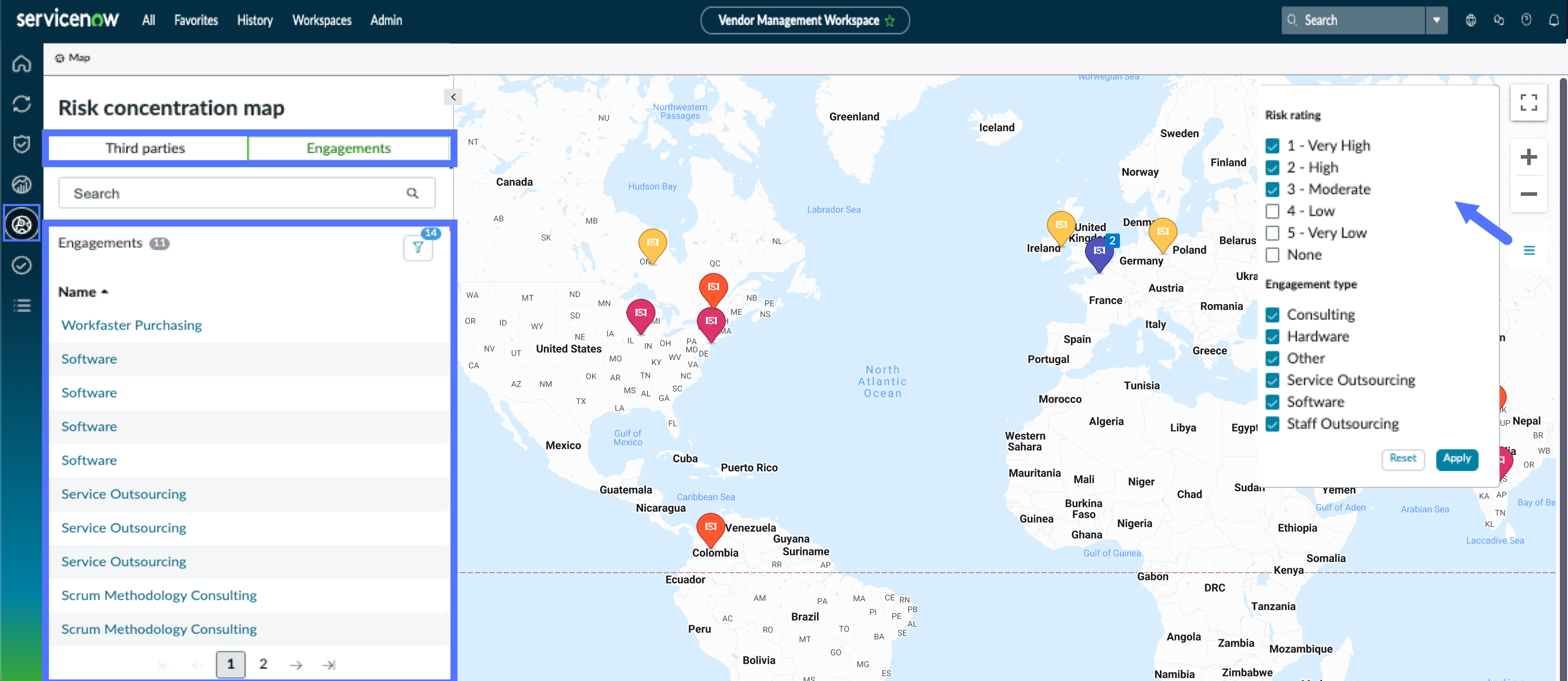 Risk concentration map page.