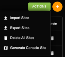 Sites Action menu