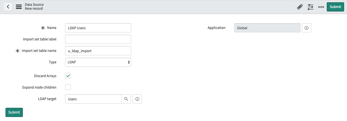 LDAP データソースの例