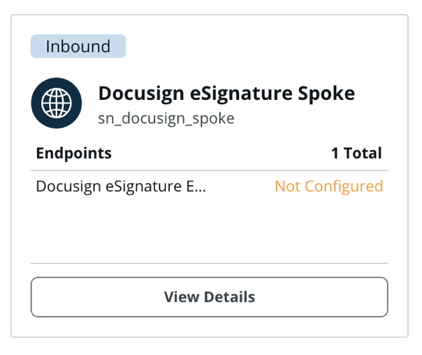 Docusign eSignature スポークカードを見つけます。