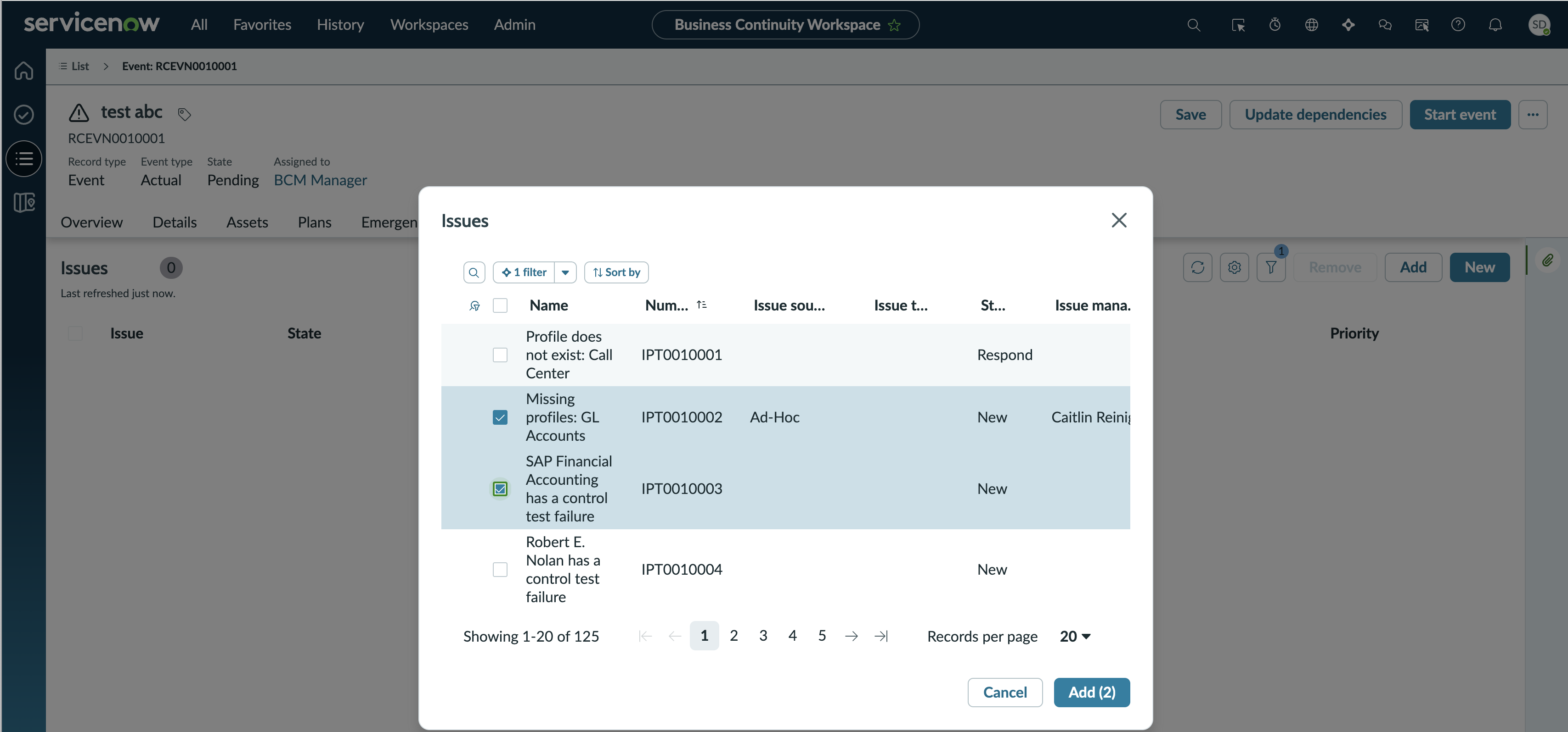 Add or create an issue from a crisis event