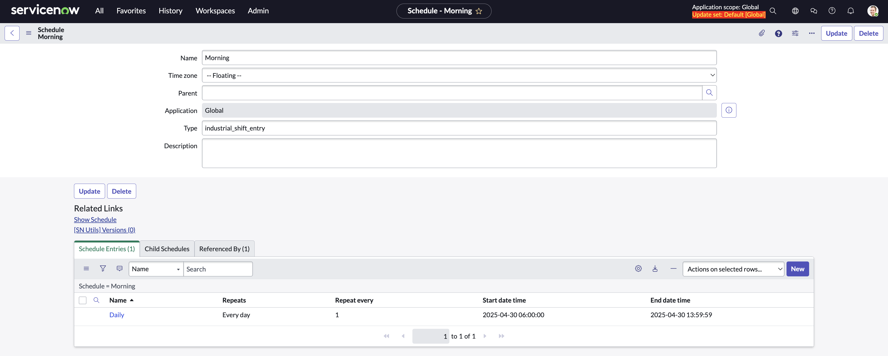 Morning shift configured