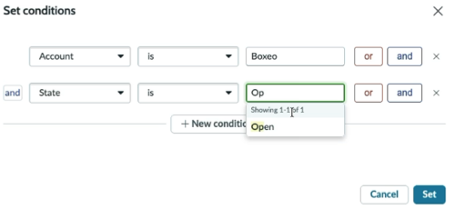 set conditions dialog