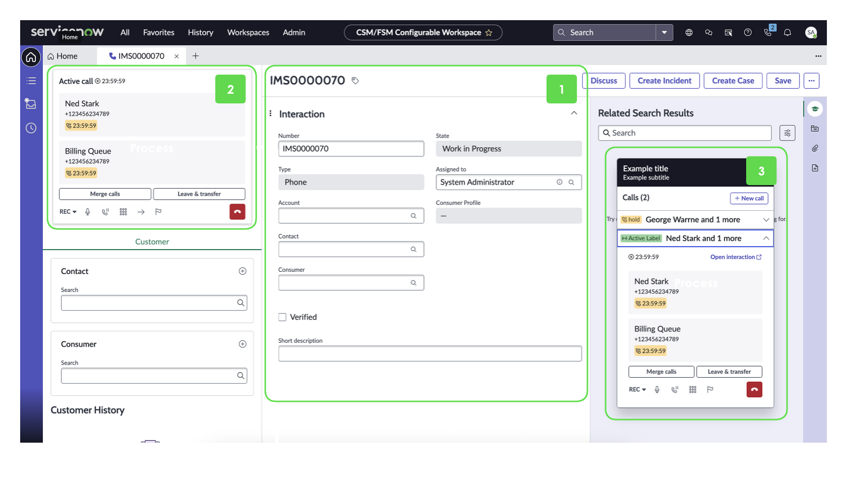Interaction Controls Component call interaction features within the CSM Configurable Workspace