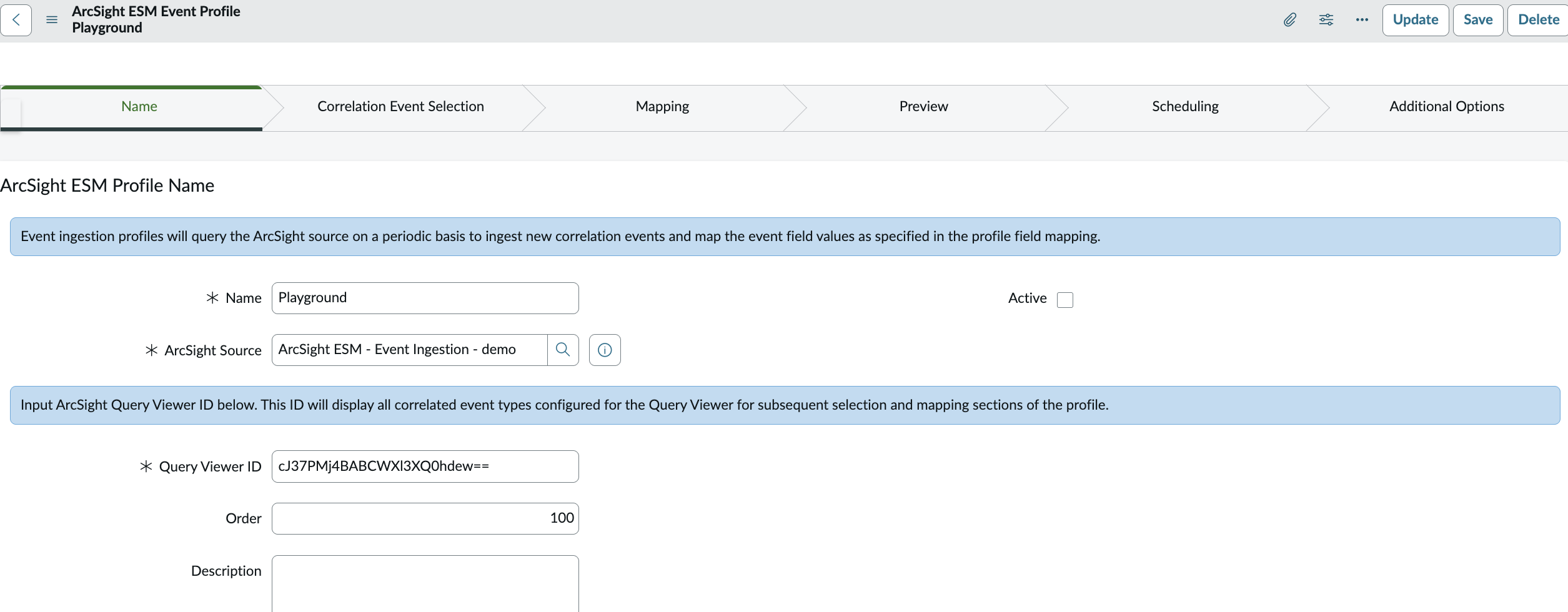 ArcSight Event Profile: Name