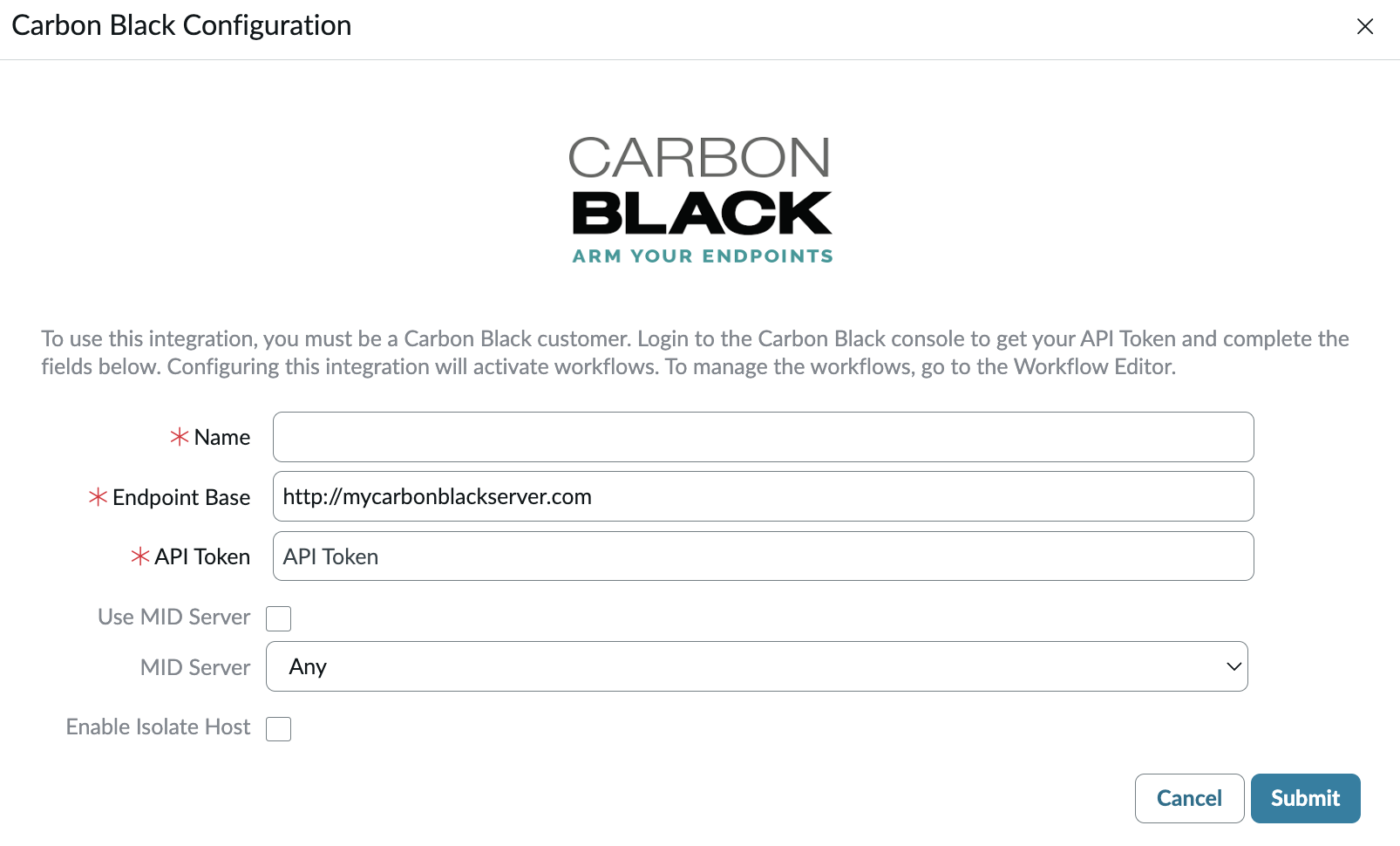 Carbon Black 統合の構成