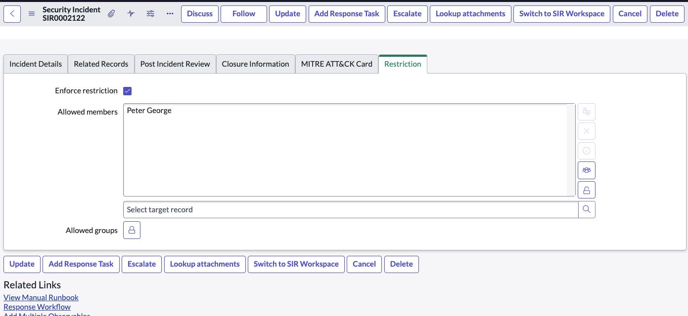 Restrict access to security incidents