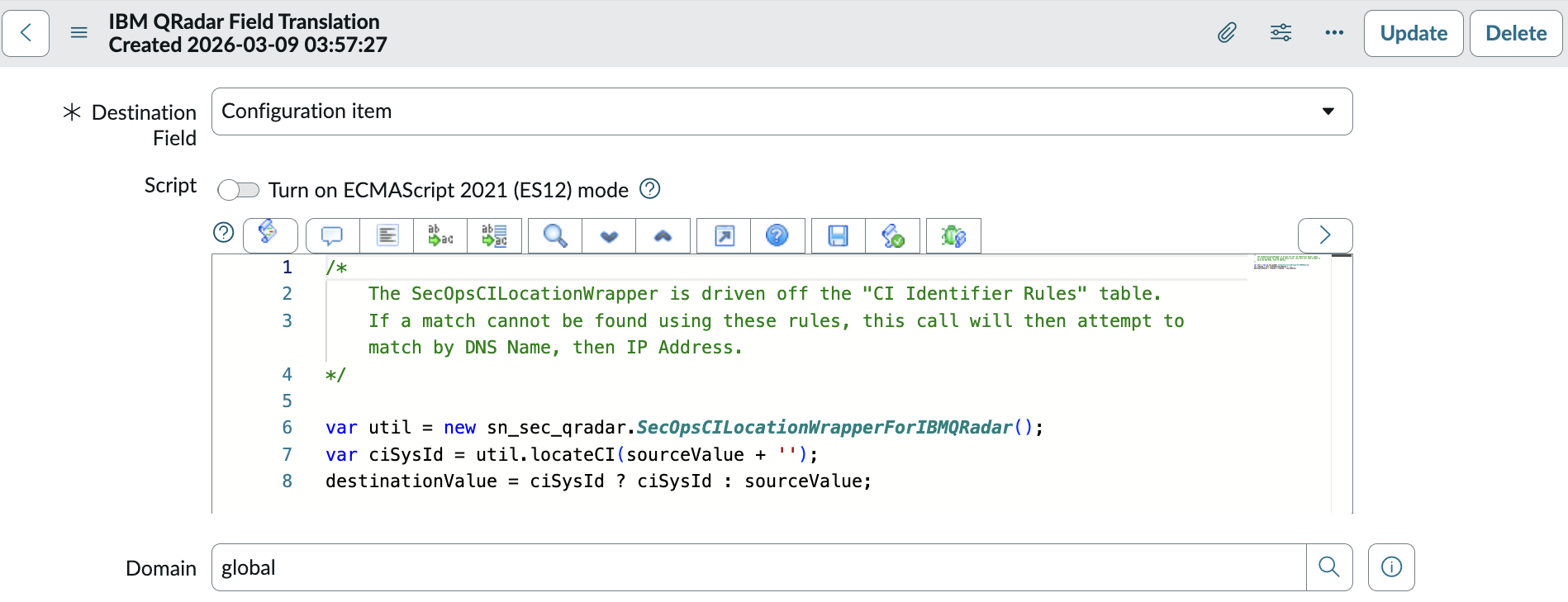 IBM QRadar: Create Profile: Script Editor