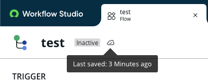 Pop-up exibindo "Salvo pela última vez: há 3 minutos".