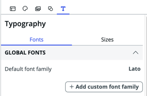 Global styles Typography tab.