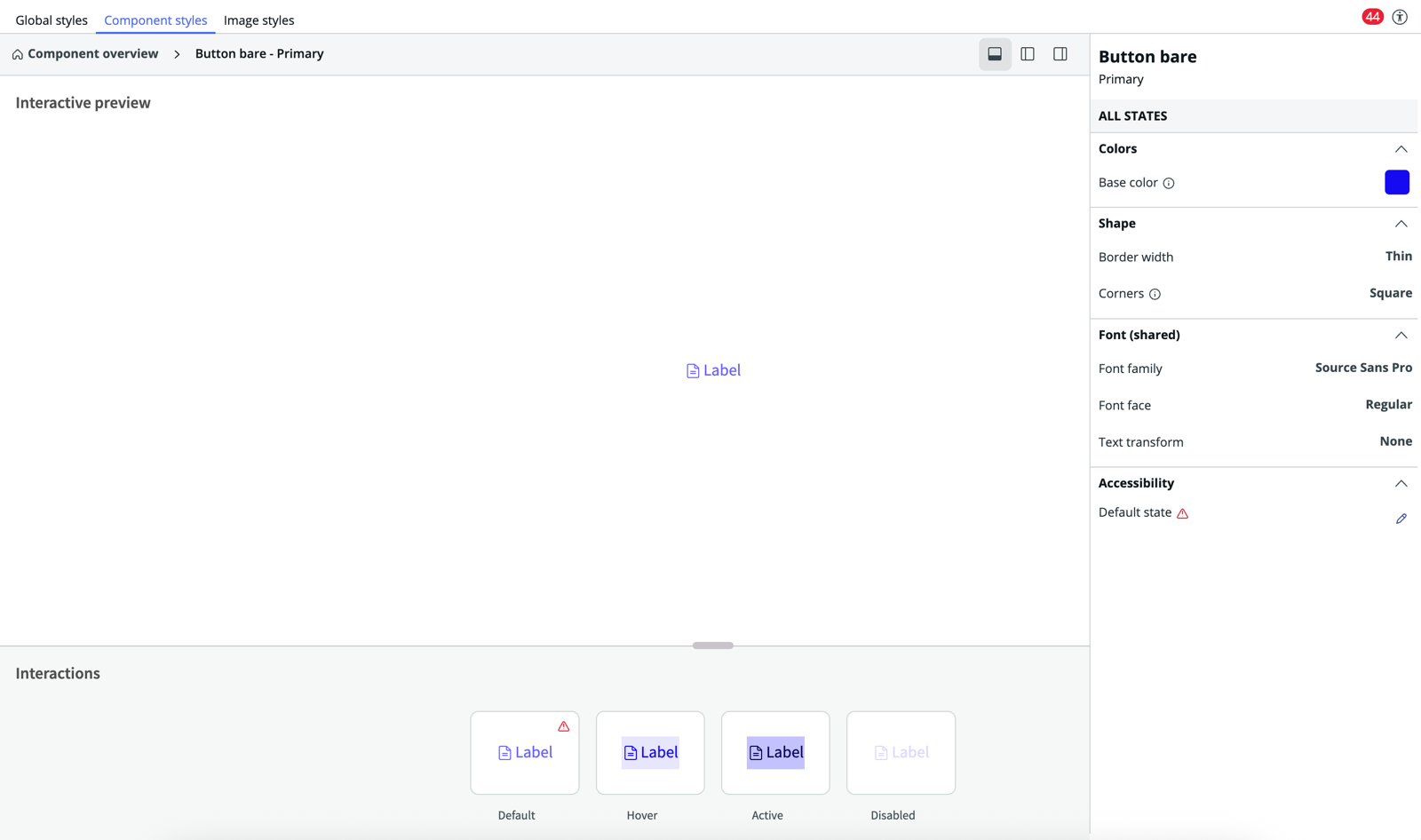 Component editor page.