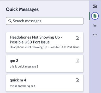 Quick Messages list