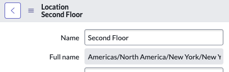 The Full name field on the Location form