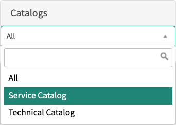 Menu to select a catalog