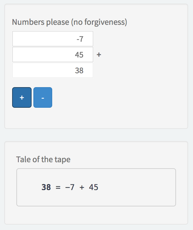 Calculator widget containing a math problem