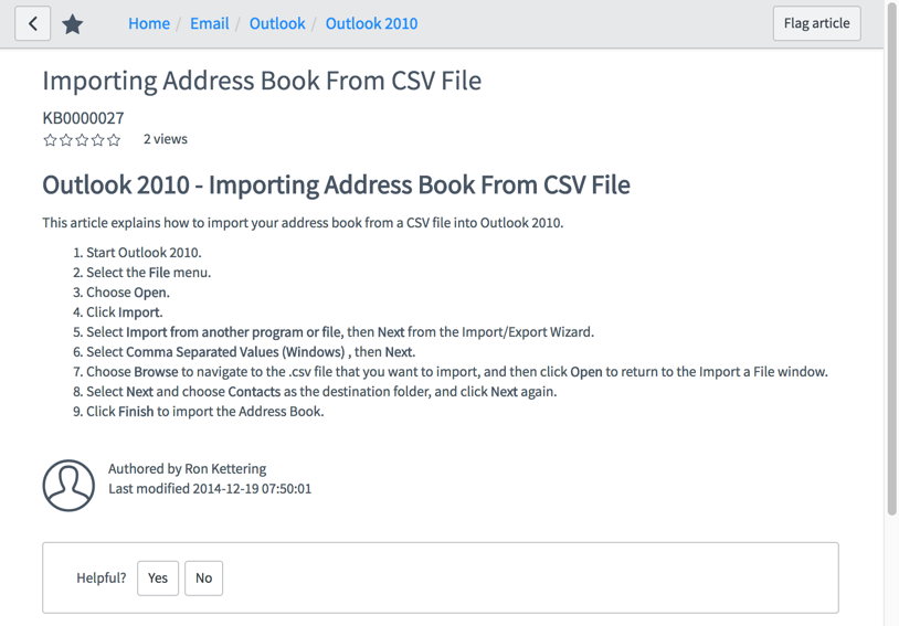 A single search result from the external search source