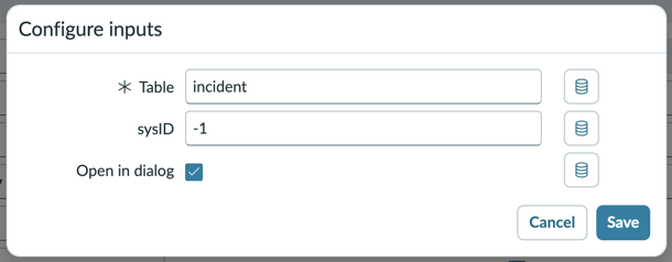 Configure inputs dialog box